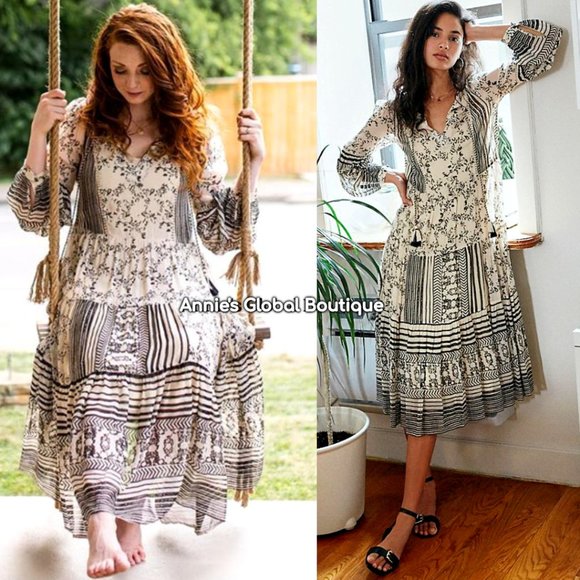 NWT ANTHROPOLOGIE Talulah Tiered Midi Dress. Size M - Picture 3 of 15